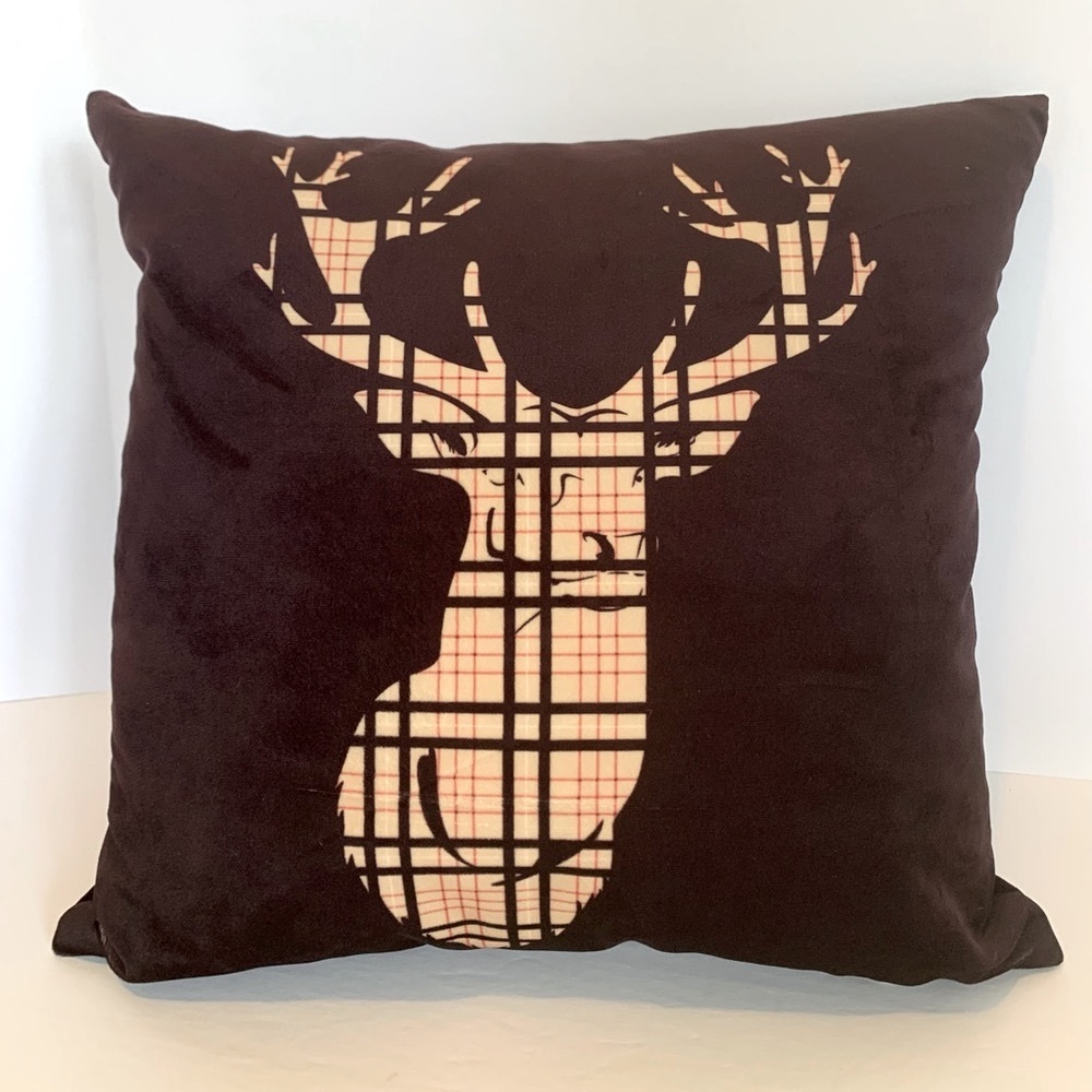 Coast & Valley Lodge Cabin Throw Pillow Brown Deer Antler